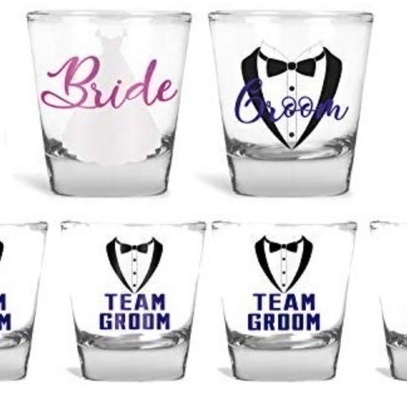 Wedding Shot Glasses - Set Of 6 - Picture 1 of 4